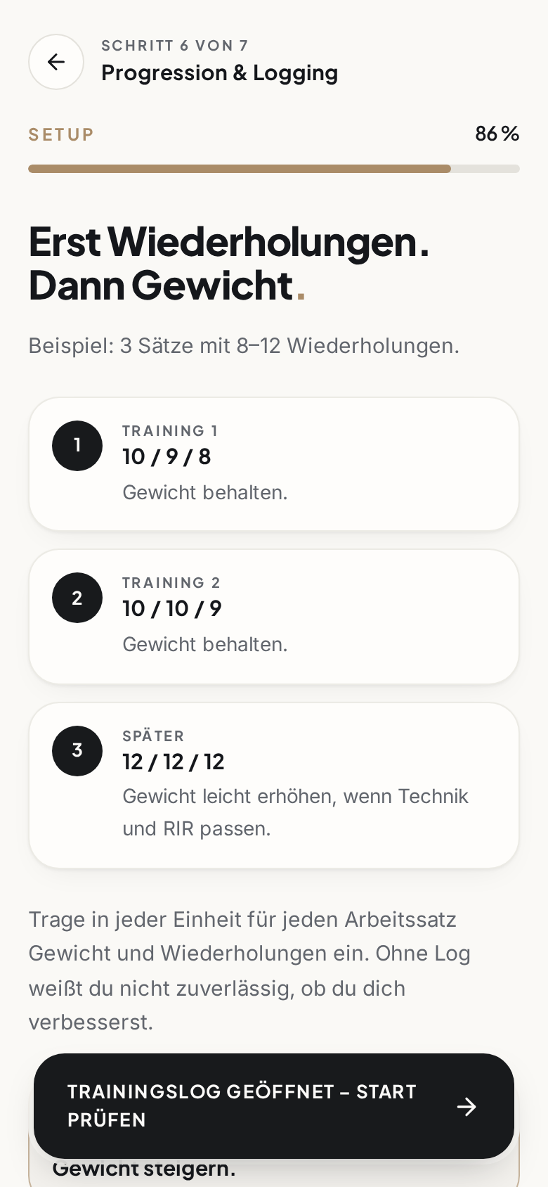 BYBC Kundenbereich – Progression